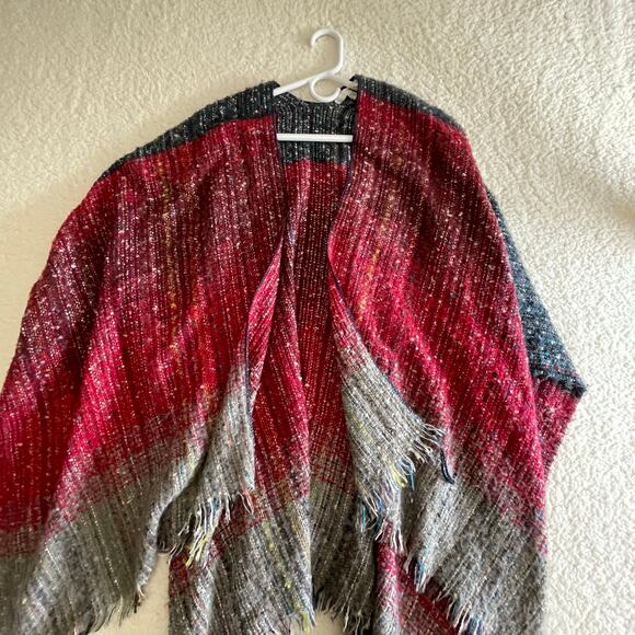 Lapis Boho Fringe Shawl Wrap  fall Ombre Cozy Scarf one size - Picture 3 of 9